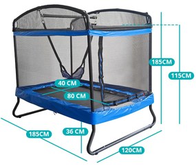 Trampolína pre deti s hojdačkou a bezpečnostnou sieťou