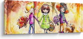 Obraz - Priateľstvo (s hodinami) (90x30 cm)