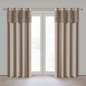 ZATEMŇOVACÍ ZÁVES NA KRÚŽKOCH EVA MINGE ROSES13 140X250 CM TMAVOBÉŽOVÁ