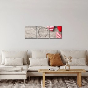 Obraz - Srdiečka (s hodinami) (90x30 cm)