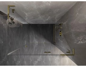 Mexen Lunar, L výklopný sprchový kút pravý 80 x 70 cm, 8mm číre sklo, zlatý profil, 834L-080-070-50-00-P