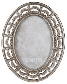Strieborný antik oválny fotorámik so ozdobným okrajom - 20*1*25 cm / 13*18 cm