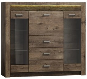 Tempo Kondela Komoda s vitrínami, jaseň tmavý, INFINITY 08