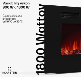 Klarstein Galeras Smart Inteligentný elektrický krb, 2 nastavenia teploty, 16 - 30°| LED ilúzia plameňa, Možnosť pripojenia k IOT