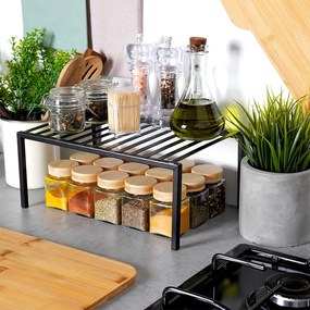 VILDE Prídavná odolná a pevná polica, čierny kov VILDE, 33x21x14