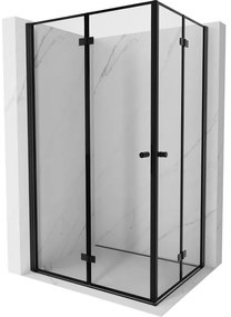 Mexen Mist-F Duo, skladací sprchový kút 120 x 75 cm, číre sklo-čierny rám, 8A6-120L-075P-70-70