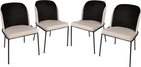 Sada 4 ks jídelních židlí Dore samet černá/krémová