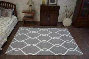 Kusový koberec SKETCH MARK sivý/biely trellis