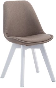 Stolička Borne V2 - látka, drevené nohy biele - Sivo-hnedá (Taupe)