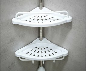 AKCIA Rohová polica do kúpeľne COMPACT teleskopická 104-315 cm, biela II. akosť