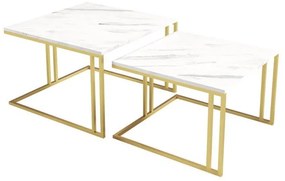 Set 2 konferenčných stolíkov Froyd Gold (zlatá + mramor biely) . Vlastná spoľahlivá doprava až k Vám domov. 1105863