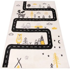 Detský koberec Kiddy H046A  svetlosivý / žltý