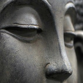 Ozdobný paraván, Buddhova kamenná tvář - 145x170 cm, štvordielny, obojstranný paraván 360°