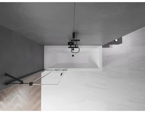 Mexen Velar, 2-krídlová posuvná vaňová zástena 70 x 150 cm, 8mm číre sklo, čierna matná, 896-070-000-01-70