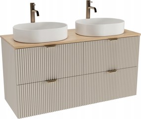 Kúpeľňová zostava: Skrinka 120 cm, 4 zásuvky Kašmír/Orech, doska Willy