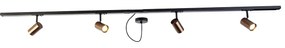 1-fázový koľajnicový systém tmavá bronz s 4 reflektormi a okrúhlym napájaním I - Jeana