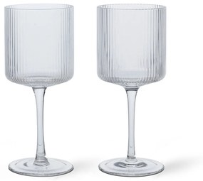 Ferm Living Pohár na biele víno Ripple Clear – sada 2 ks