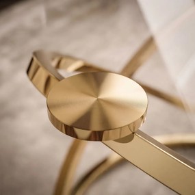 JEDÁLENSKÝ SET STÔL LEONE  ZLATÝ LESK + SKLO + 4 x STOLIČKA