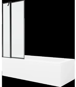 Mexen Vega obdĺžniková vaňa 160 x 70 cm s obkladom a 1-krídlovou sprchovou zástenou 80 cm, Čierny vzor - 550116070X9408117000
