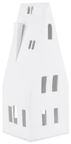 Biely porcelánový svietnik DOMČEK so špicatou strechou, veľký