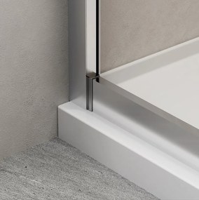 Erga Peoria, štvrťkruhový sprchový kút s posuvnými dverami 100(dvere) x 100(stena) x 190 cm, 6mm číre sklo, chrómový profil, ERG-Q02-PEORIA-D100D100-CL-CR