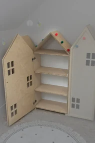 Detská policová skriňa domček, prírodná - 130 cm