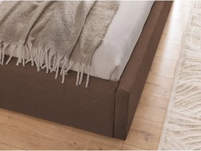 Hnedá čalúnená dvojlôžková posteľ s úložným priestorom s roštom 180x200 cm Cille – Ropez