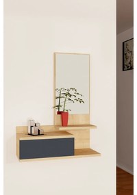 Nástenná polica so zrkadlom Rozella Oak and Anthracite