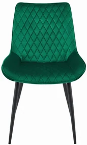 Set troch jedálenských stoličiek VERDO zamatové tmavozelené / čierne nohy (3 ks)
