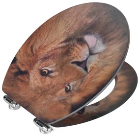 WC sedadlo s 3D obrázkom a jednoduchým zatváraním Wenko Lion, 44,5 x 38 cm