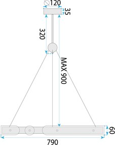 Toolight Loop, LED stropné svietidlo 79cm, 26W, diaľkové ovládanie, APP1549-CP, zlatá matná, OSW-06970