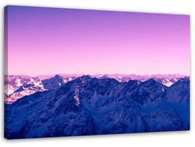 Obraz na plátně Hory Fialový východ slunce - 100x70 cm