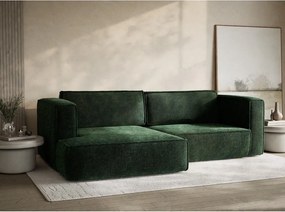 Tmavozelená ženilková rozkladacia/s úložným priestorom rohová pohovka (ľavý roh/s leňoškou) Velto – Maison de Rêve