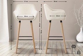 Barová stolička Grant - látka, drevené nohy natura - Béžová
