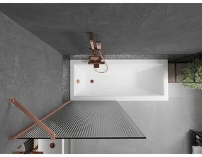 Mexen Next, 1-krídlová vaňová zástena 80 x 150 cm, 6mm sklo Ribs, medená matná, 895-080-000-00-09-65