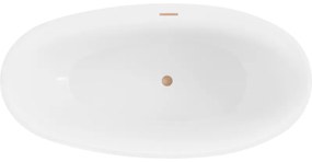 Mexen Bilbao, voľne stojaca vaňa 180 x 90 cm, biela-čierna, medený prepad, 51311809075-65