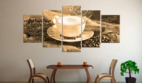 Artgeist Obraz - Coffe, Espresso, Cappuccino, Latte machiato ... - sepia Veľkosť: 200x100, Verzia: Na talianskom plátne