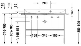 Duravit DuraSquare - Umývadlo do nábytku 1000x470 mm, bez prepadu, biela 2353100043