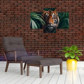 Obraz - Portrét tigra v džungli (90x60 cm)