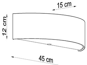 Nástenné svietidlo Skala, 1x čierne textilné tienidlo, (biele sklo), (45 cm)
