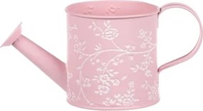 Obal na kvetináč tvar krhla, ružový s bielymi ružami%