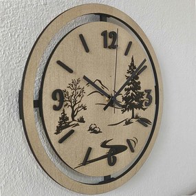 Nástenné hodiny Lesná krajina gravírované | PUPOU: HDF - Javor 30 cm 4795-115320 HDF0607