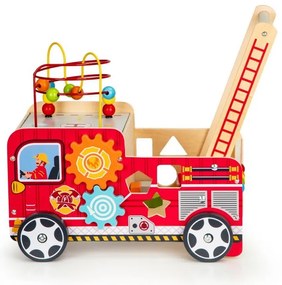 Drevené vzdelávacie odrážadlo s kockami pre deti - Hasičské auto
