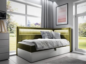 Kontinentálna jednolôžková posteľ Junior Ribezo 3, Strana: pravá, Rozmer postele: 90x200, Dostupné poťahy: ekokoža Soft 017 (biela) + Fresh 12
