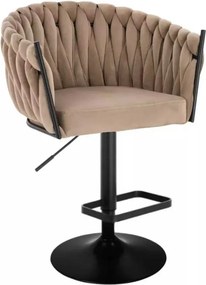 LuxuryForm DESIGN Barová stolička NORDEN VELUR na čiernom tanieri - latte