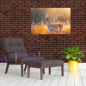 Obraz - Jeleň v poli (90x60 cm)
