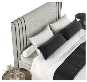 Svetlosivá čalúnená dvojlôžková posteľ s úložným priestorom 200x200 cm Musca – Maison de Rêve