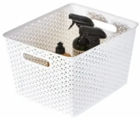S - Úložný box, ratanový košík, HOBBY s vekom, biely 6 l - 29 x 20 x 13 cm