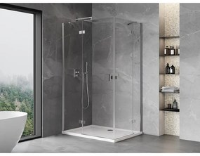 Mexen Mist-H Duo, 2-krídlový výklopný sprchový kút 105 x 75 cm, číre sklo, chrómový profil, 8A5-105L-075P-01-00