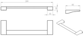Gedy Gedy, GLAMOUR držiak uterákov 300x82mm, chróm, 572130